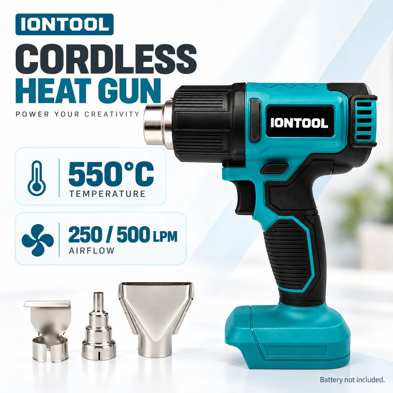 Cordless Heat Gun For Shrink Tubing - IONTOOL 550 ℃ Pistol Pemanas Nirkabel